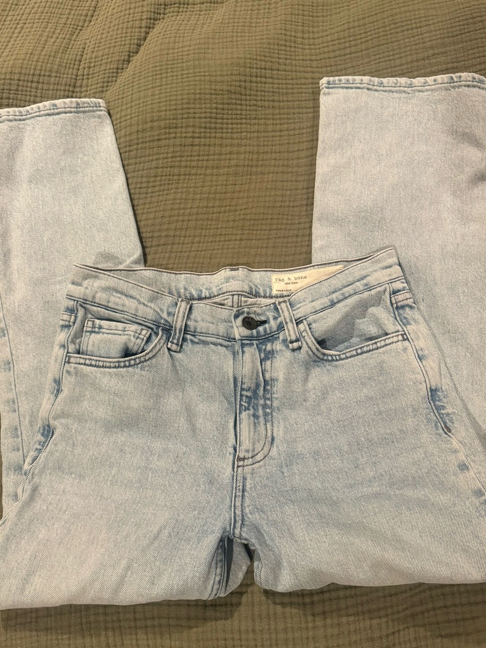 Rag & Bone Light Blue Straight Leg Jeans-Piper Crop